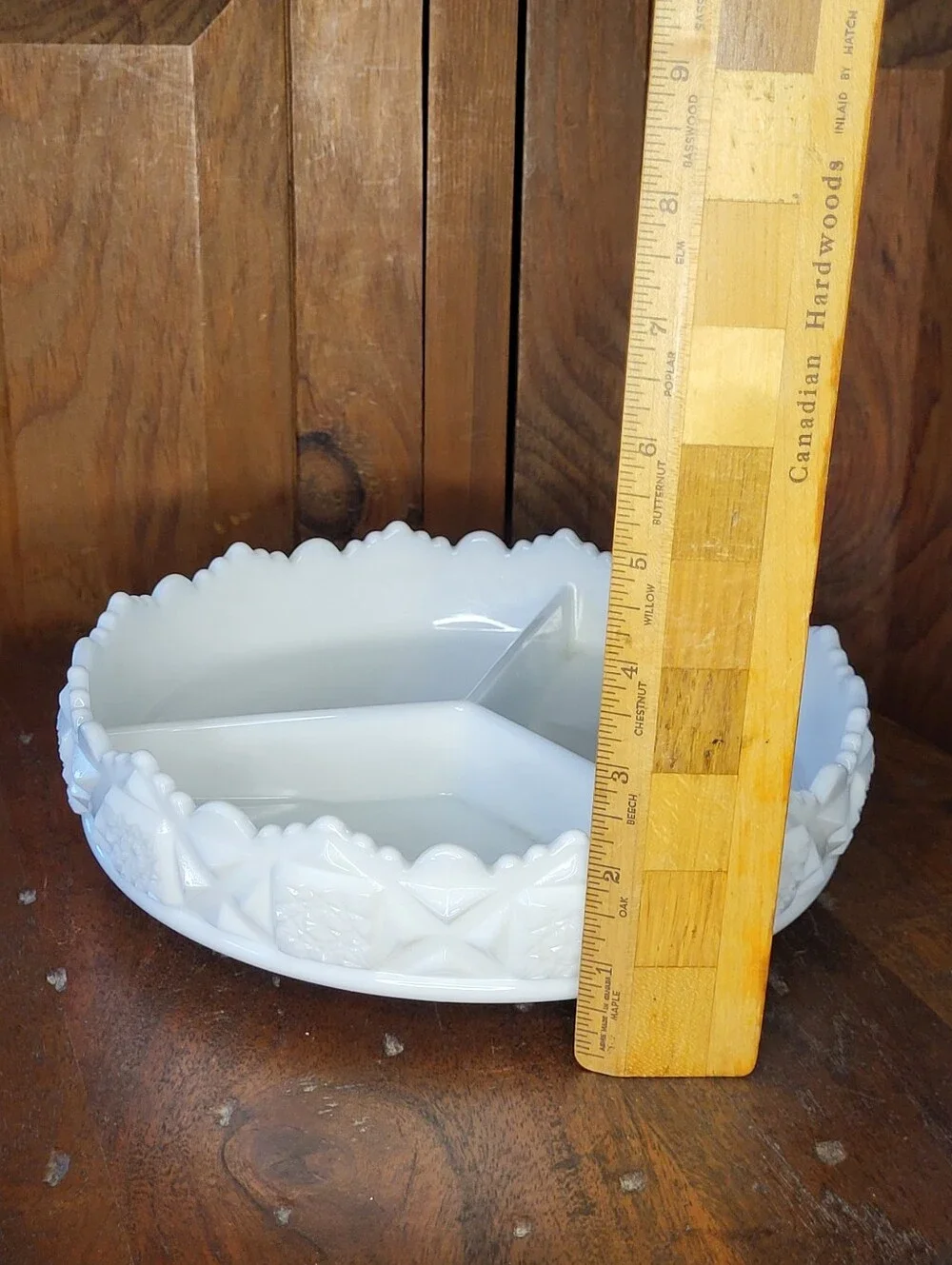White Divided Milk Glass Serving Dish